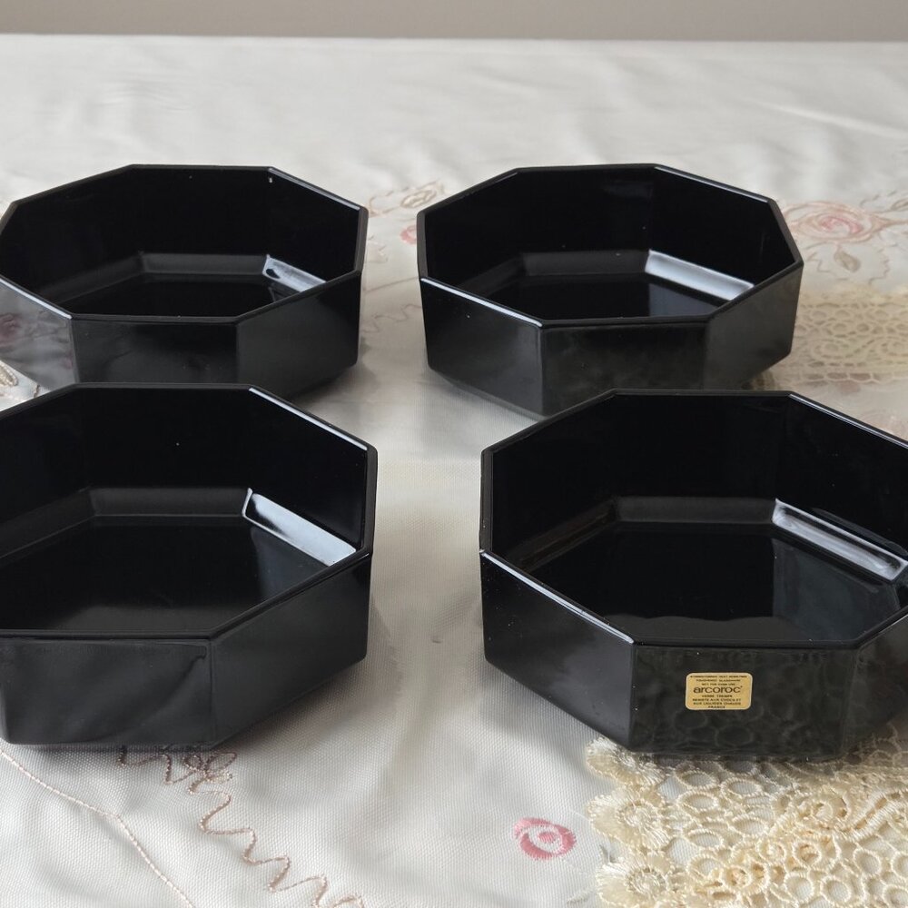 Vintage Arcoroc Octime Black Bowls